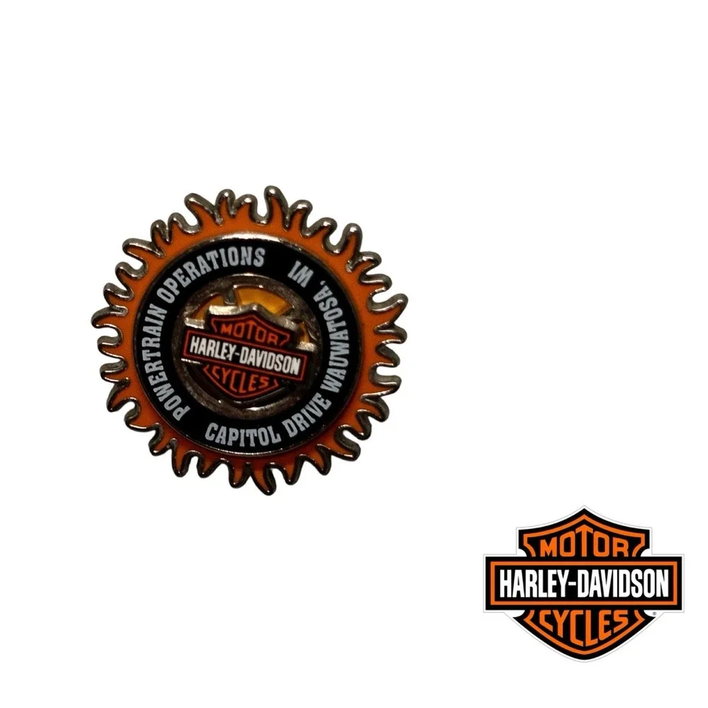 Harley Davidson Collectors Lapel Pin Powertrain Operations Factory WI Spinning